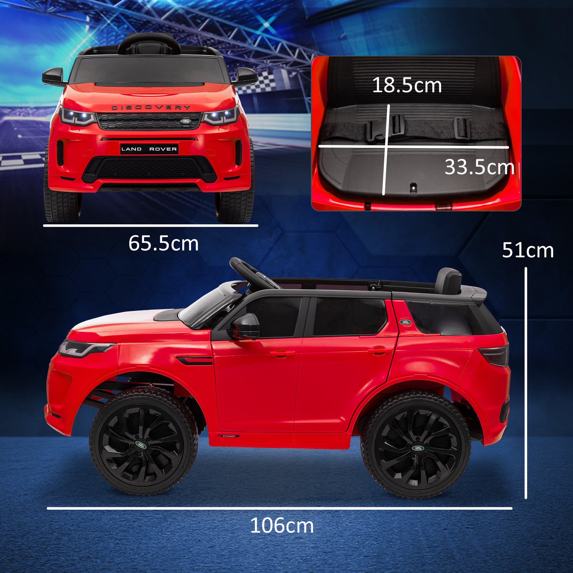 Qaba Land Rover Discovery Sport Licensed 12V Kids Ride On Car, Battery Powered Kids Electric Car With Remote Control, Soft Start, Led Lights, Music Horn, 3 Speeds, Red Red Plastic