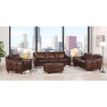 Belfast Top Grain Leather Chair Brown Primary Living Space Mid Century Modern Eucalyptus Down Filling Leather