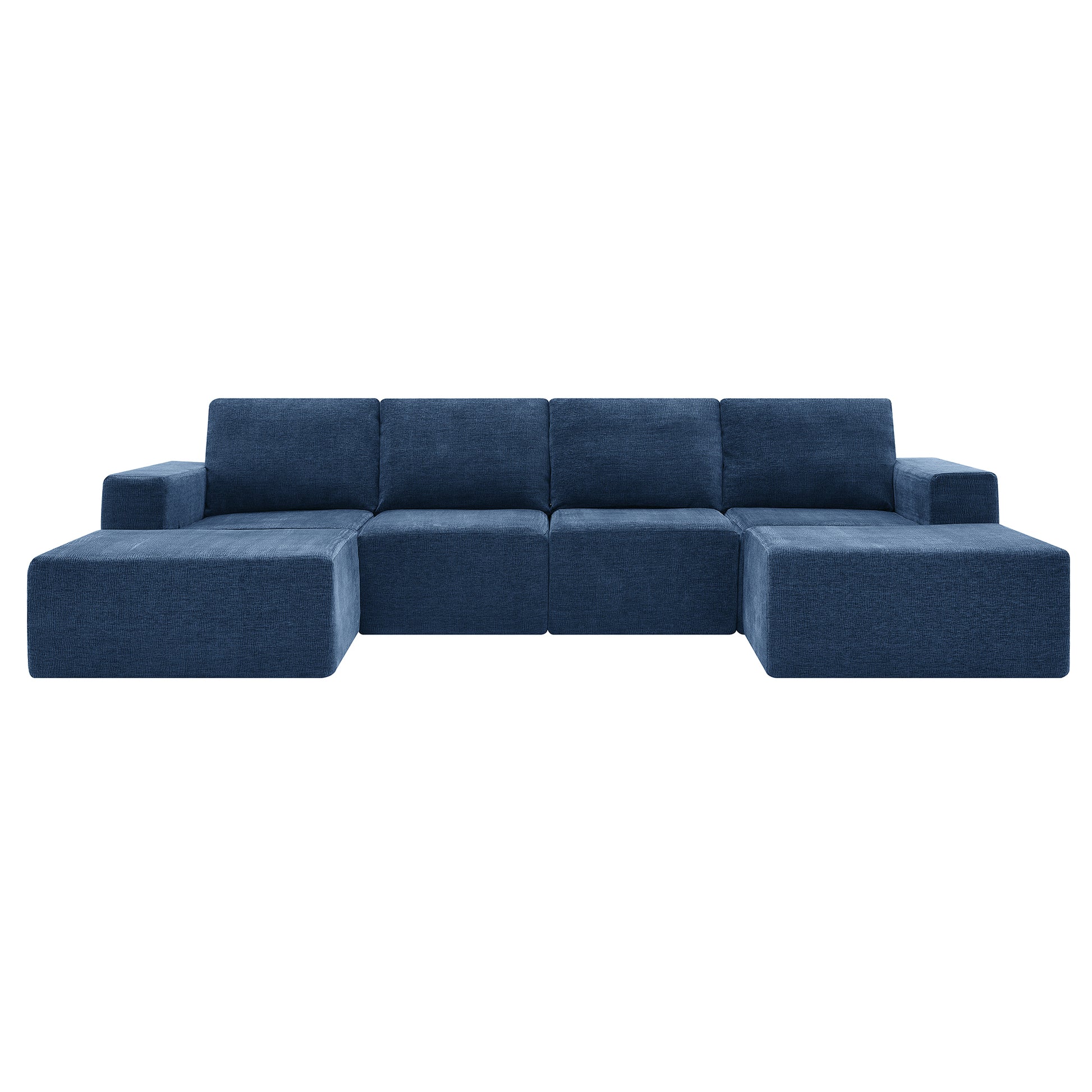 110*72" Modular U Shaped Sectional Sofa,Luxury Chenille Floor Couch Set,Upholstered Indoor Furniture,Foam Filled Sleeper Sofa Bed For Living Room,Bedroom,Free Combination,3 Colors Navy Polyester 6 Seat