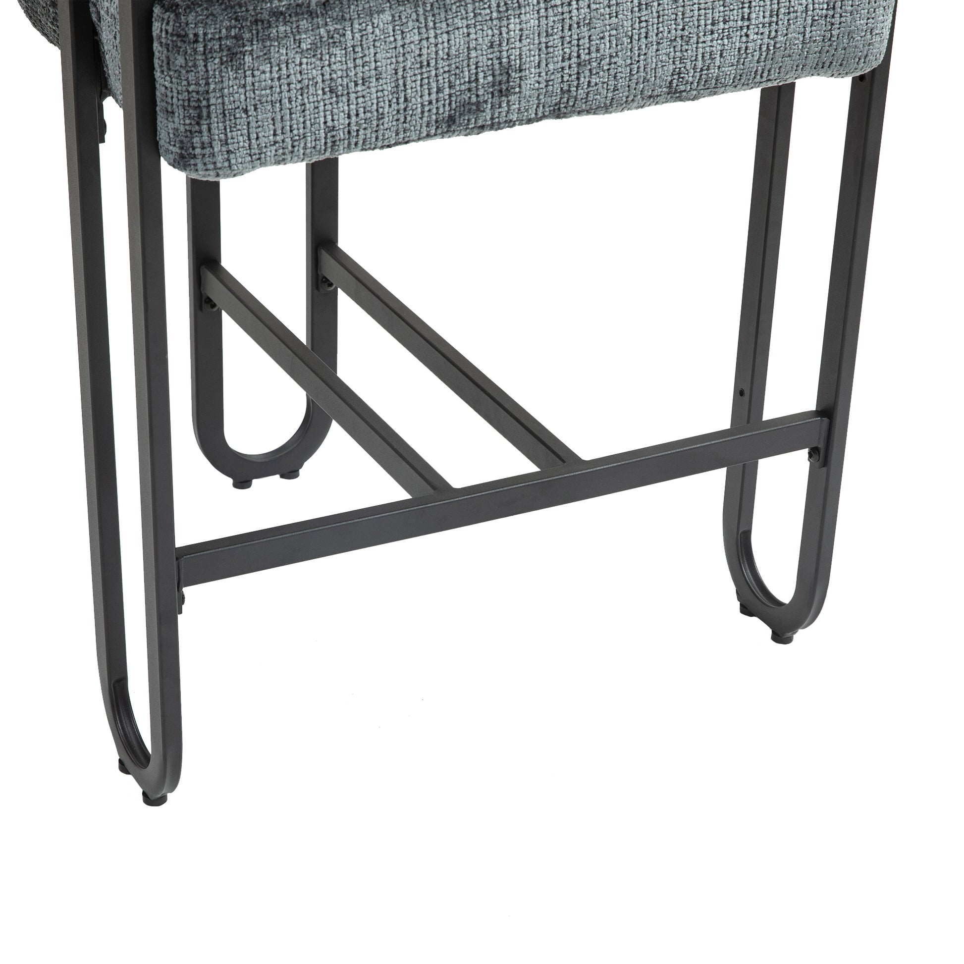 Coolmore Bar Stools Set Of 2, Modern Bar Stool With Back, Black Metal Frames, Upholstered Bar Stools For Kitchen Island, Pub, Club Gray Chenille Gray Foam Chenille