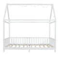 Wood Full Size House Bed With Guardrail And Led, White Box Spring Not Required Full White Wood Bedroom Solid Wood Mdf