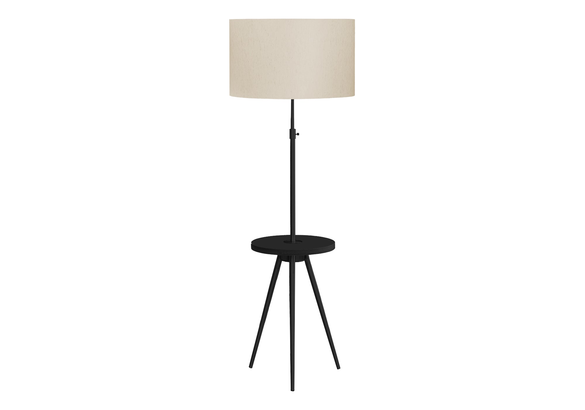 Lighting, Floor Lamp, 63"H, Black Metal, Ivory Cream Shade, Contemporary Black Metal