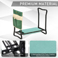 Outsunny Garden Kneeler Seat Stool Bench Kneeling Pad And 1 Large Side Tool Pouch & Easy Folding Design For Transport & Storage Green Steel