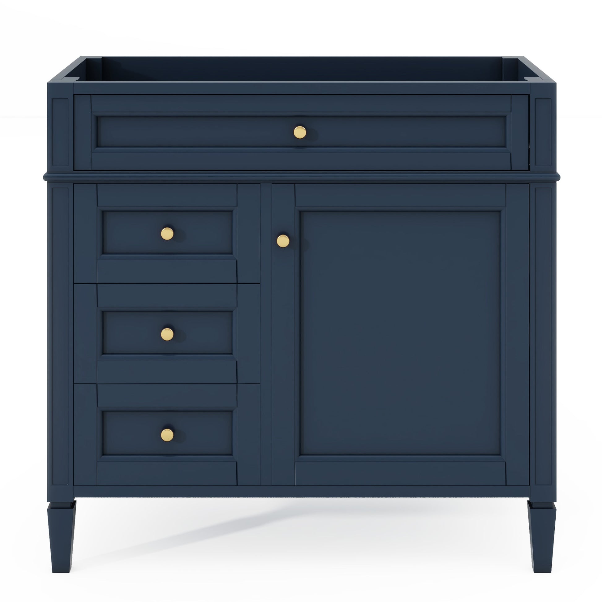 36'' Bathroom Vanity Without Top Sink, Modern Bathroom Storage Cabinet With 2 Drawers And A Tip Out Drawer, Solid Wood Frame Not Include Basin Sink 3 Blue 1 1 Adjustable Hinges Bathroom Freestanding Solid Wood Mdf Painted