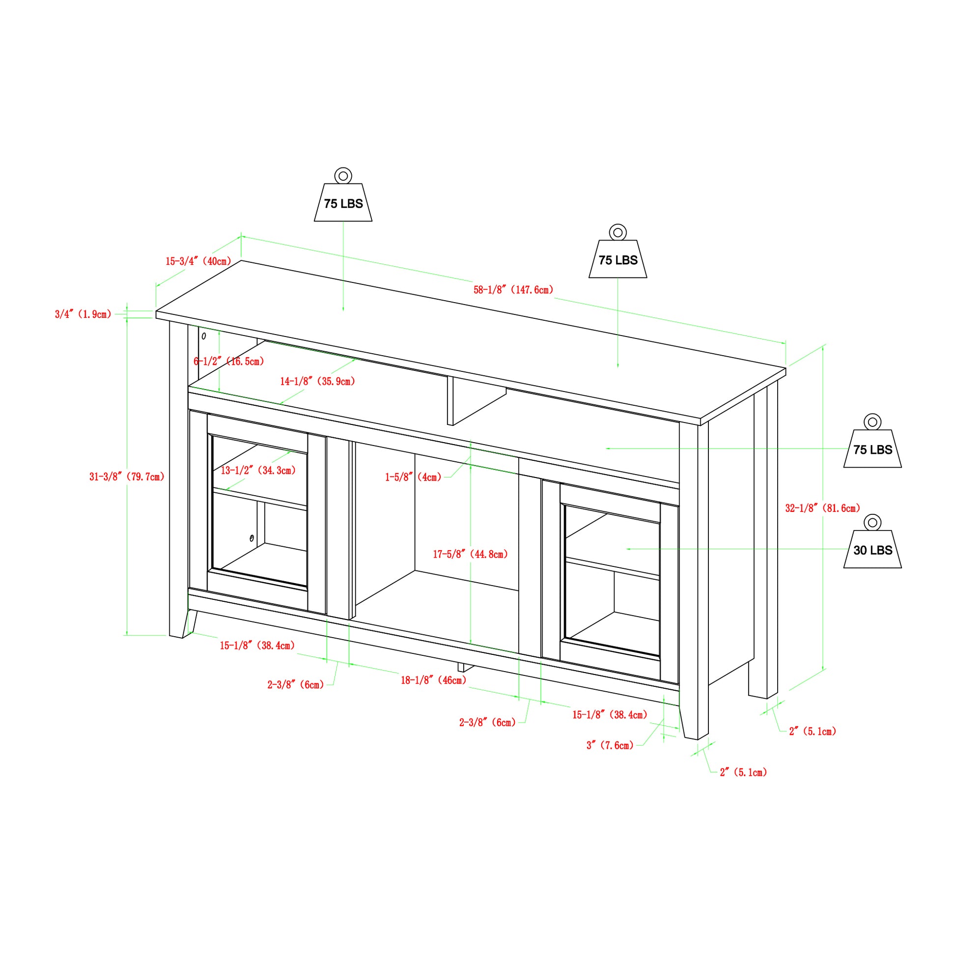 Classic Glass Door Fireplace Tall Tv Stand For Tvs Up To 65" Driftwood Reclaimed Barnwood Mdf