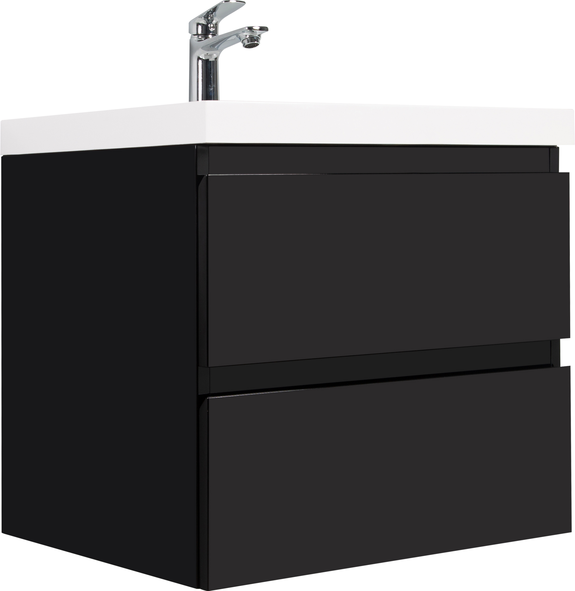 30" Floating Bathroom Vanity With Sink, Modern Wall Mounted Bathroom Storage Vanity Cabinet With Resin Top Basin And Soft Close Drawers, Glossy Black 24V11 30Gb 2 Black Bathroom Wall Mounted Mdf