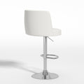 Steel Bar Stools,Grade Modern Leather Bar Chair With Backrest,Swivel Adjustable Height For Kitchen Counter And Dining Room White Metal