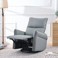 Rocking Recliner Chair,360 Degree Swivel Nursery Rocking Chair,Glider Chair,Modern Small Rocking Swivel Recliner Chair For Bedroom,Living Room Chair Home Theater Seat,Side Pocket Blue Gray Solid Blue Gray Light Brown Primary Living Space Foam Wipe Clean