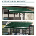 Outsunny 12' X 8' Retractable Awning Patio Awnings Sun Shade Shelter With Manual Crank Handle, 280G M Uv & Water Resistant Fabric And Aluminum Frame For Deck, Balcony, Yard, Green Green Aluminum