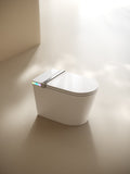 Multifunctional Flat Square Smart Toilet With Automatic Flush With Remote Control Foot Sensor Night Light White Ceramic