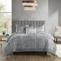 5 Piece Crinkle Velvet Comforter Set Silver Full Queen Full Silver Polyester