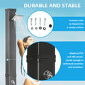 Outsunny 10.6 Gallons Solar Heated Shower With Free Rotating Shower Head, Temperature Adjustment & Foot Shower, 2 Section Outdoor Shower For Backyard Poolside Beach Pool Spa, 7Ft Black Abs