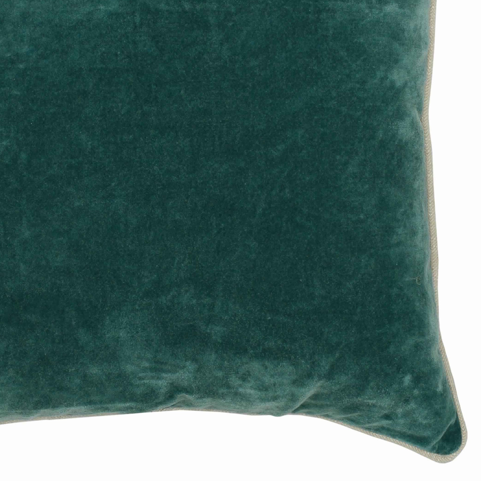 Square Fabric Throw Pillow With Solid Color And Piped Edges, Teal Green Green Fabric