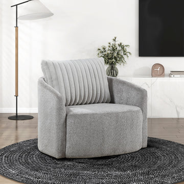 Modern Sleek Design Swivel Chair Cushion Seat Soft Gray Chenille Upholstered Plush Back Pillow Living Room Furniture 1Pc Gray Primary Living Space Modern Plywood,Solid Wood