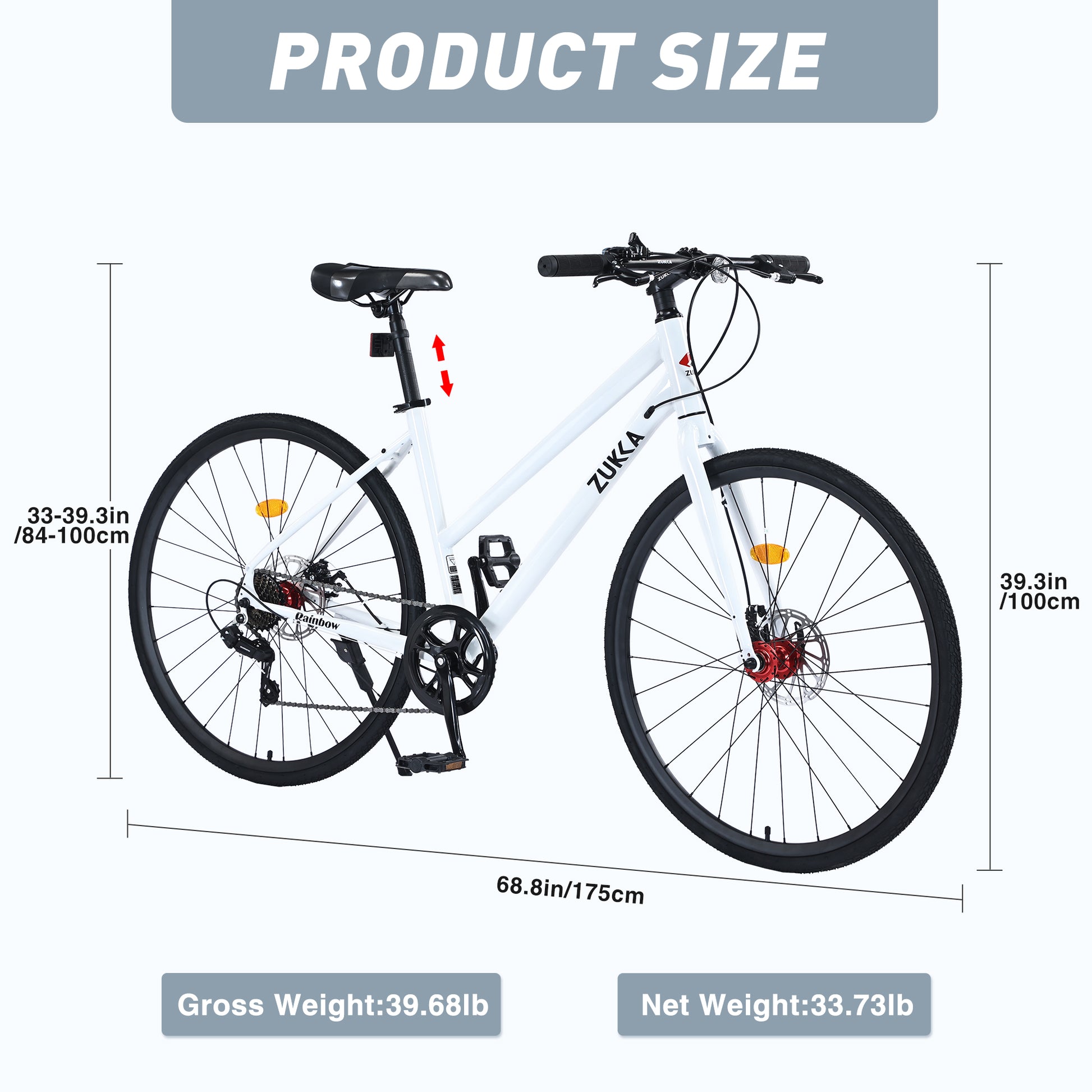 7 Speed Hybrid Bike Disc Brake 700C Road Bike For Men Women'S City Bicycle Cycling White Garden & Outdoor Carbon Steel