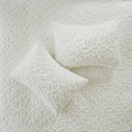 3 Piece Tufted Cotton Chenille Duvet Cover Set Queen Off White Cotton