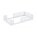 Wood Twin Size Platform Bed With Guardrail, White Expected Arrival Time: 10.28 Box Spring Not Required Twin White Wood Bed Frame Solid Wood Mdf