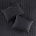 3 Piece Quilt Set Black Full Queen Full Black Microfiber