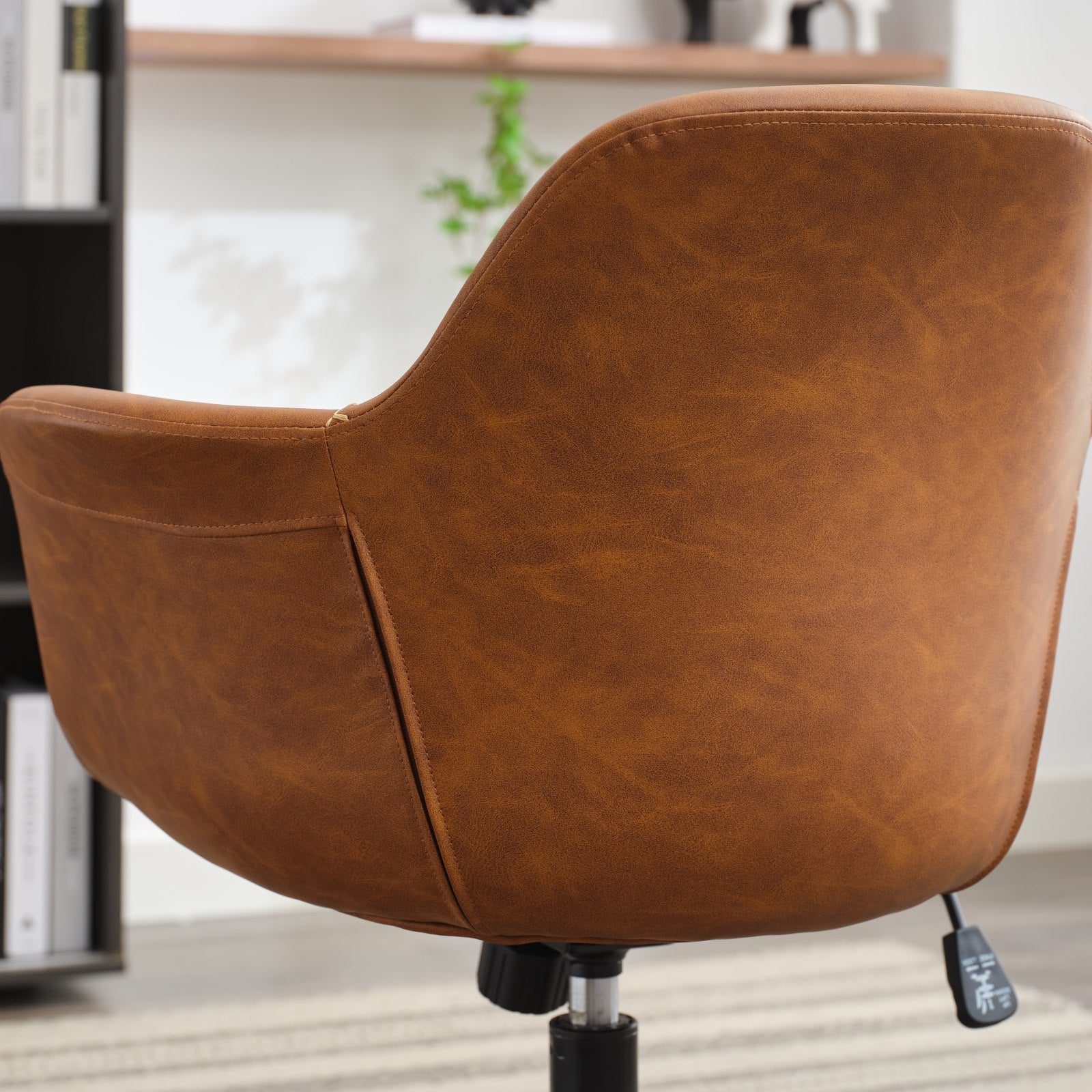 Mid Century Modern Office Chair,Rolling Swivel Height Adjustable Ergonomic Chair With Frame Arms ,Back Support Home Desk Chair For Living Room,Studying Brown Brown Office Classic,Mid Century Modern Foam Upholstered