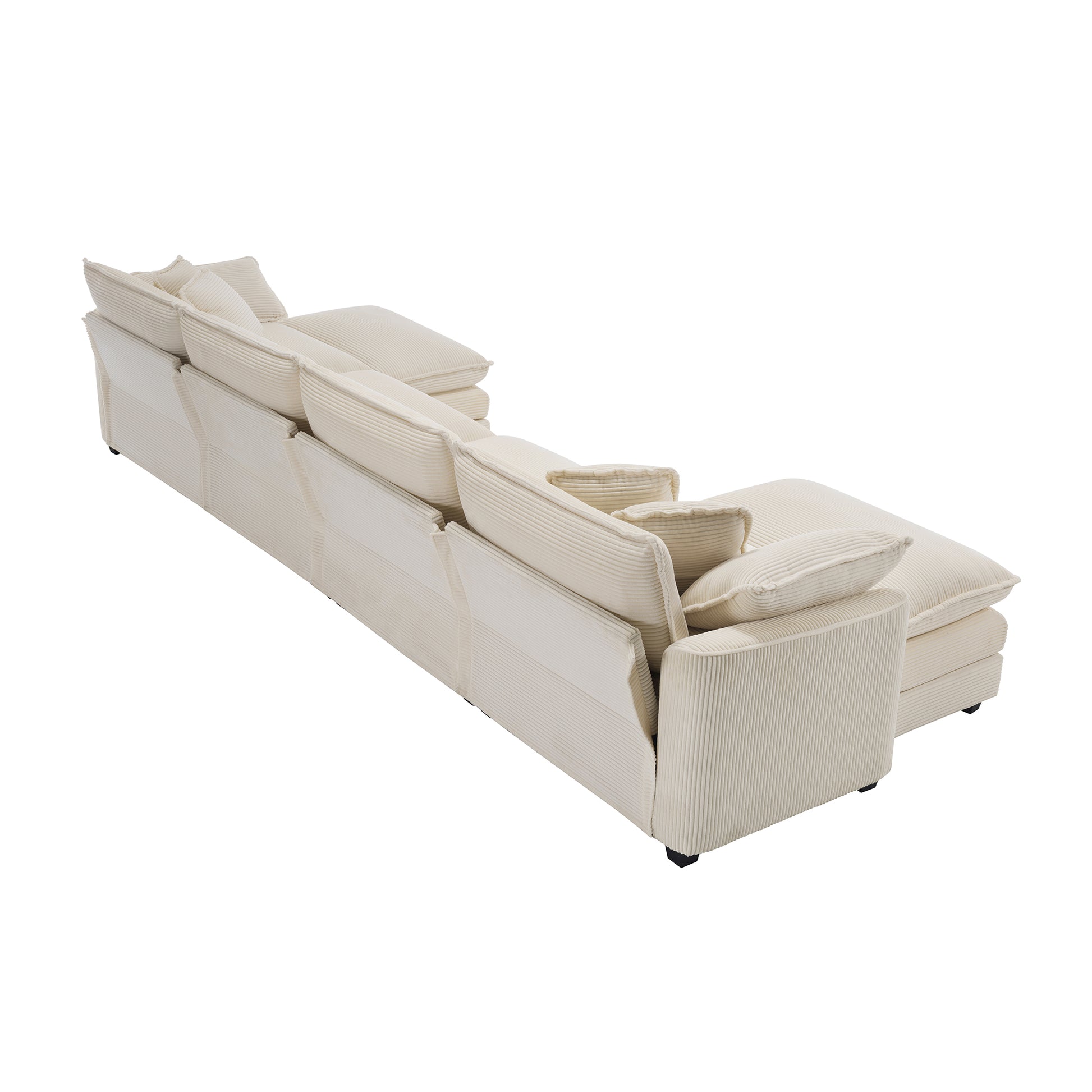 Cloud Like Comfy Soft Upholstered 4 Seater Modular Sofas With 2 Ottomans, 4 Seat U Shape Corduroy Fabric Sofa,Light Beige Corduroy Fabirc Beige Corduroy 4 Seat