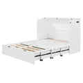 Full Size Murphy Bed With Drawer And A Set Of Sockets & Usb Ports, Pulley Structure Design, White Full White Plywood