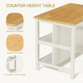 3 Pcs Dining Table Set Rustic Retro Breakfast Table Dining Stools Rubber Wood For 2 With Two Open Shelves For Small Space Kitchen Dining Room Cream White White Rubber Wood