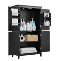 Elegant Bathroom Floor Storage Cabinet, Bathroom Storage Unit, Freestanding Cabinet With 4 Doors, Adjustable Shelves, Adaptable Shelves, Black Black Mdf