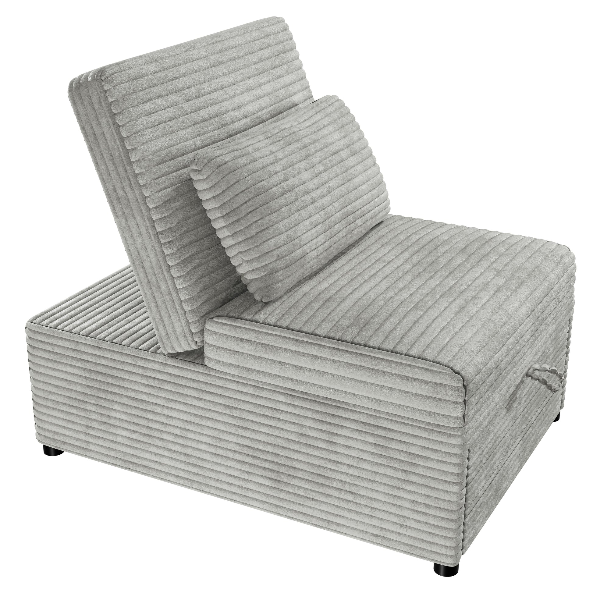 Contemporary Sleeper Sofa Chair Pillow Plush Tufted Seat 1Pc Convertible Sofa Ash Color Wide Welt Corduroy Natural Ash Corduroy Wood Primary Living Space Pillow Back Contemporary,Modern,Transitional