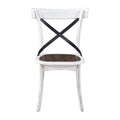 2 Pieces Set Dining Side Chair Rustic Modern Farmhouse Design Retro Design With Metal X Design Antique Dark Oak,Antique White Set Of 2 Solid Wood