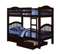 Espresso Twin Over Twin Bunk Bed With Built In Ladder Espresso Espresso Primary Living Space Pine Wood