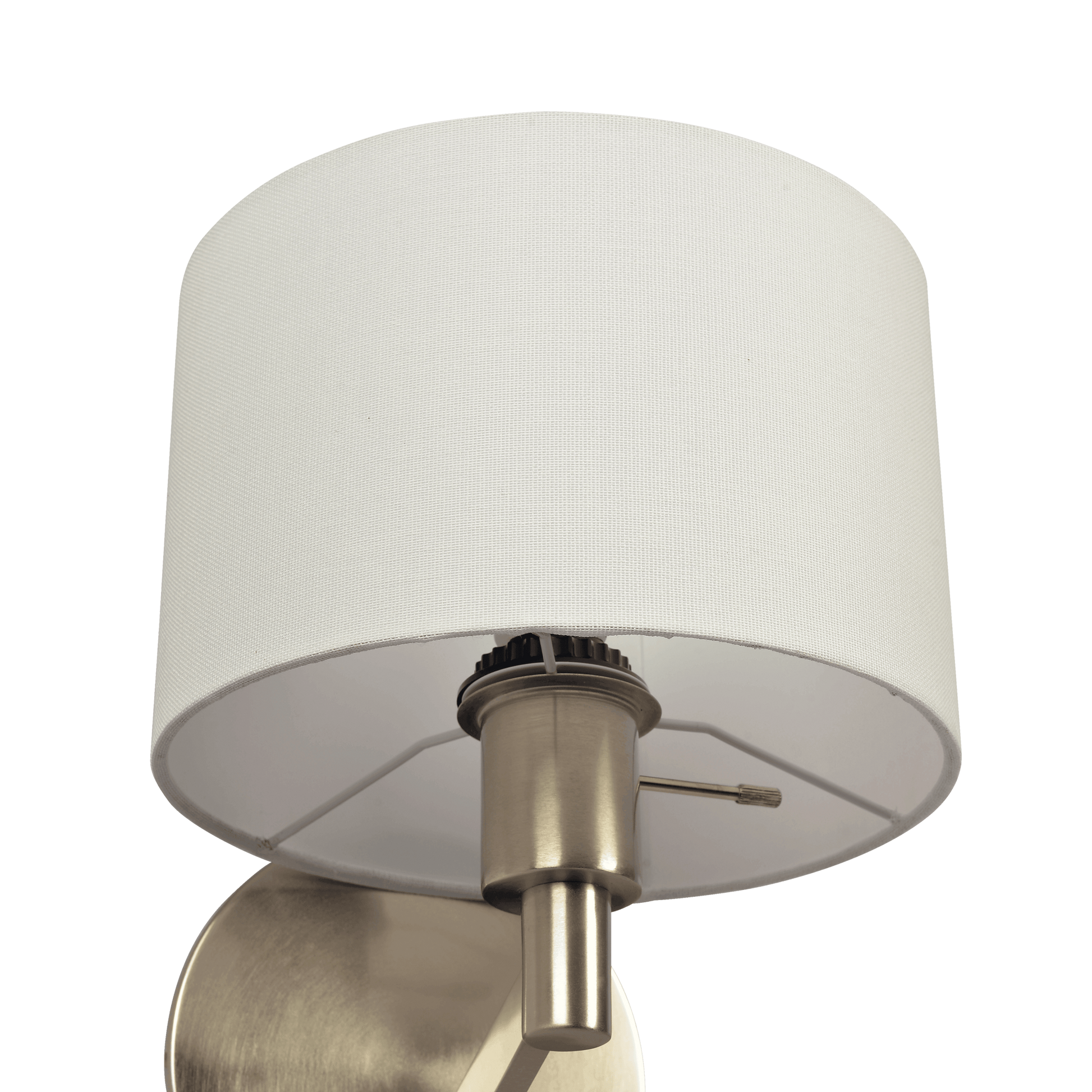 Nebula Brushed Nickel Base Wall Lamp With Rotary Switch White Fabric Shade Nickel,Silver,White Fabric,Metal