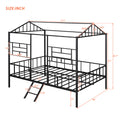 Metal House Bed Frame Full Size With Slatted Support No Box Spring Needed Black Full Black Metal