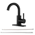 Black Bathroom Faucet Single Hole Single Handle, Matte Black One Matte Black Deck Mounted Single Hole Faucets Bathroom Matte Black 1 Hole Faucets Stainless Steel