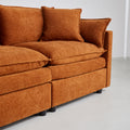 Modular L Shaped Sectional Sofa With Ottoman, Chenille Fabric Sofa Couch, Comfy Upholstered Furniture For Living Room, Apartment, Studio, Office Orange Wood Medium Soft Foam Chenille 4 Seat