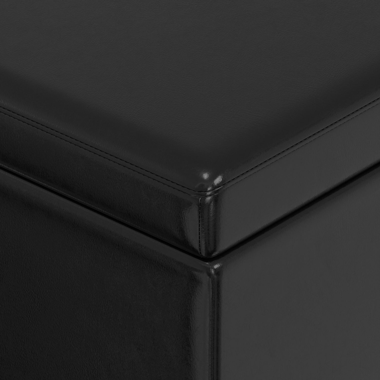 Lincoln Extra Large Storage Ottoman Bench Black Wood Fabric