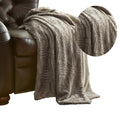 Treviso Faux Fur Throw With Fret Pattern By , Beige Beige Faux Fur