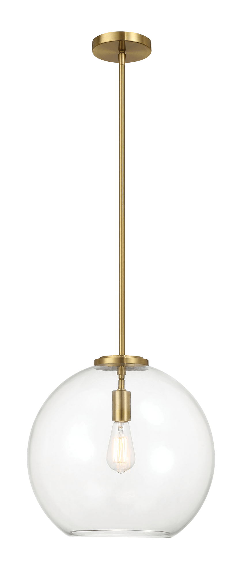 Gleam Single Light Pendant Lamp With Clear Globe Glass Satin Brass Antique Brass,Clear,Gold Ceiling Lights Brass,Glass