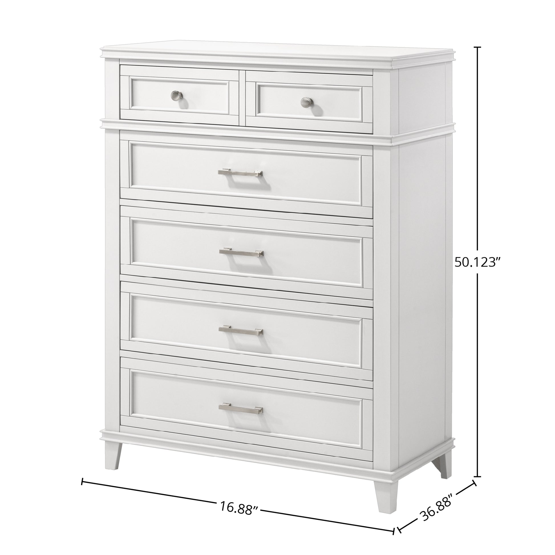 White 5 Drawer Chest White Solid Wood Mdf