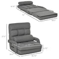 Homcom Convertible Floor Sofa Bed, Recliner Armchair Upholstered Sleeper Chair With Pillow For Living Room Bedroom Lounge, Grey Grey Polyester