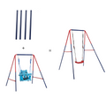 Xns067B Green And Blue Interesting 2 In 1 Baby Swing Mental Plastic Safe Swing Set 110Lbs For Outdoor Playground For Age 3 Blue Red Steel