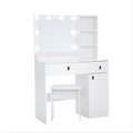 Vanity Desk With Lights, Vanity Set With Mirror, Makeup Vanity Desk With Large Drawers & Three Level Storage Dreeser, Vanitys Vanities With 3 Lights Brightness Adjustable For Bedroom, White Hinged White Drawer 2 Drawers Bedroom Extra Deep Drawers Modern