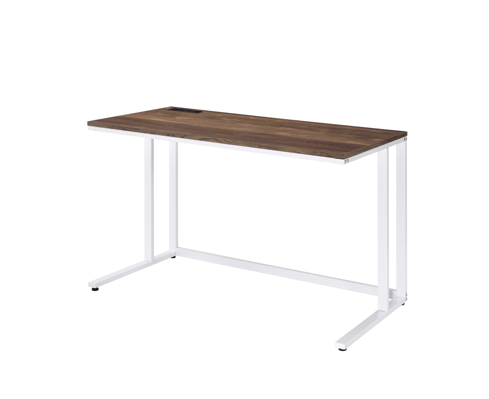 Tyrese Walnut & White Finish Writing Desk W Usb Walnut,White Metal,Synthetic Wood