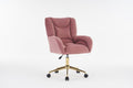 005 Velvet Fabric 360 Swivel Home Office Chair With Gold Metal Base And Universal Wheels,Pink Solid Pink Office Sponge Wipe Clean Modern Office Chairs Tufted Back Foam Swivel Velvet