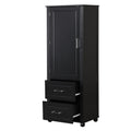 Tall Bathroom Storage Cabinet, Freestanding Storage Cabinet With Two Drawers And Adjustable Shelf, Mdf Board With Painted Finish, Black Black Mdf