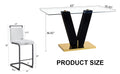 Table And Chair Set. A Rectangular Glass Dining Table With A 0.4 Inch Tempered Glass Tabletop And Mdf Board V Shaped Bracket, Paired With Chairs Consisting Of Pu Seat Cushions And Black Metal Legs. White Black Seats 4 Tempered Glass