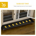 Pawhut Small Rabbit Hutch Indoor Bunny Cage On Wheels, Rabbit Habitat With Tough Pinewood, Openable Top, Rabbit Cage Inside, 37.5