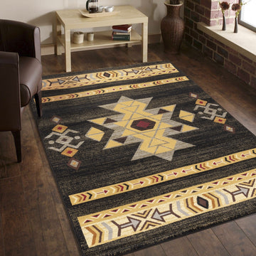 Tribes Gc Yls4004 Black 5 Ft. 3 In. X 7 Ft. 3 In. Southwest Area Rug Black Polypropylene