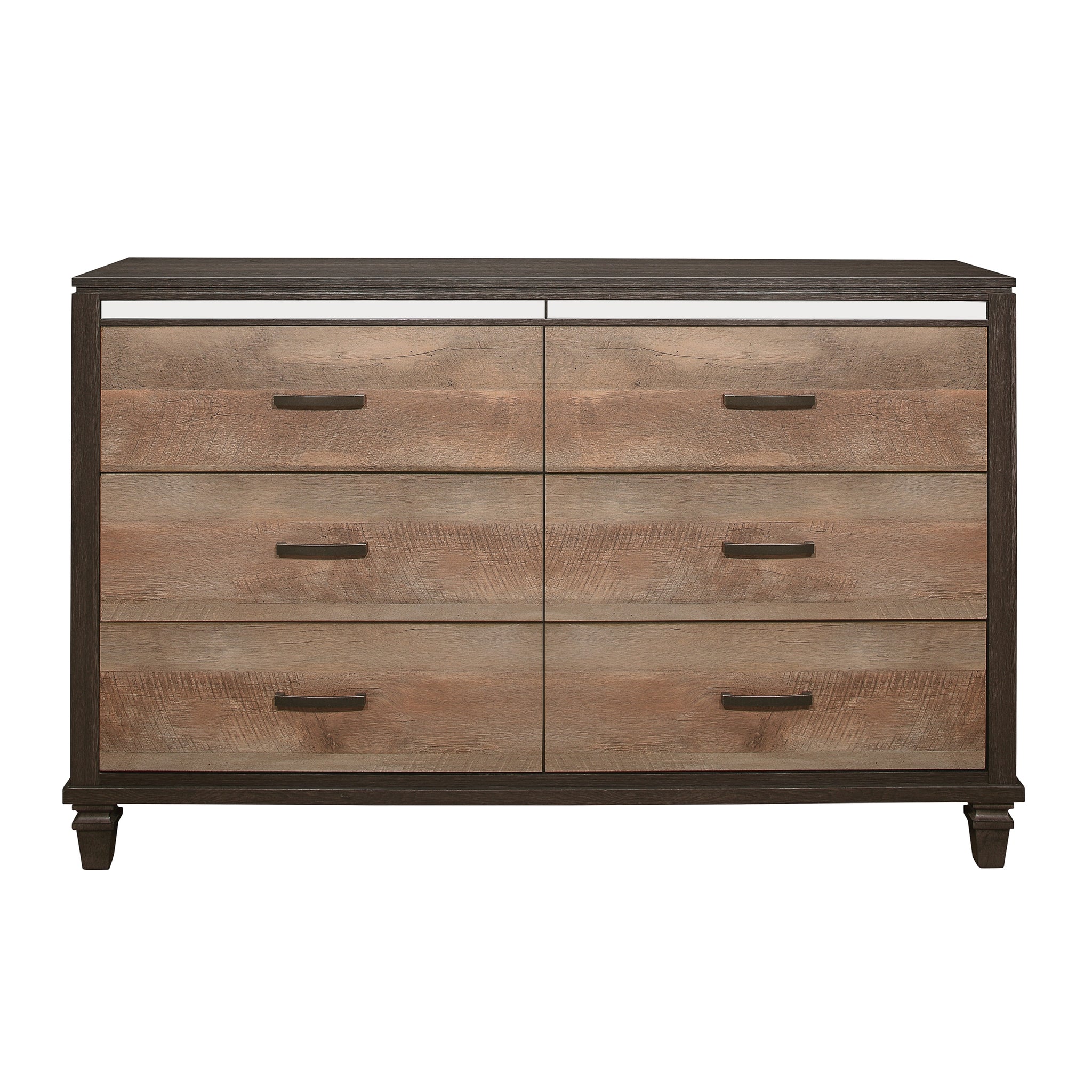 Modern Rustic Style 1Pc Dresser Of 6X Drawers 2 Tone Finish Wooden Bedroom Furniture Brown Bedroom Wood