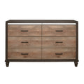 Modern Rustic Style 1Pc Dresser Of 6X Drawers 2 Tone Finish Wooden Bedroom Furniture Brown Bedroom Wood