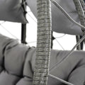 2 Persons Egg Chair With Stand Indoor Outdoor Swing Chair Patio Wicker Hanging Egg Chair Hanging Basket Chair With Stand For Bedroom Living Room Balcony Gray Steel